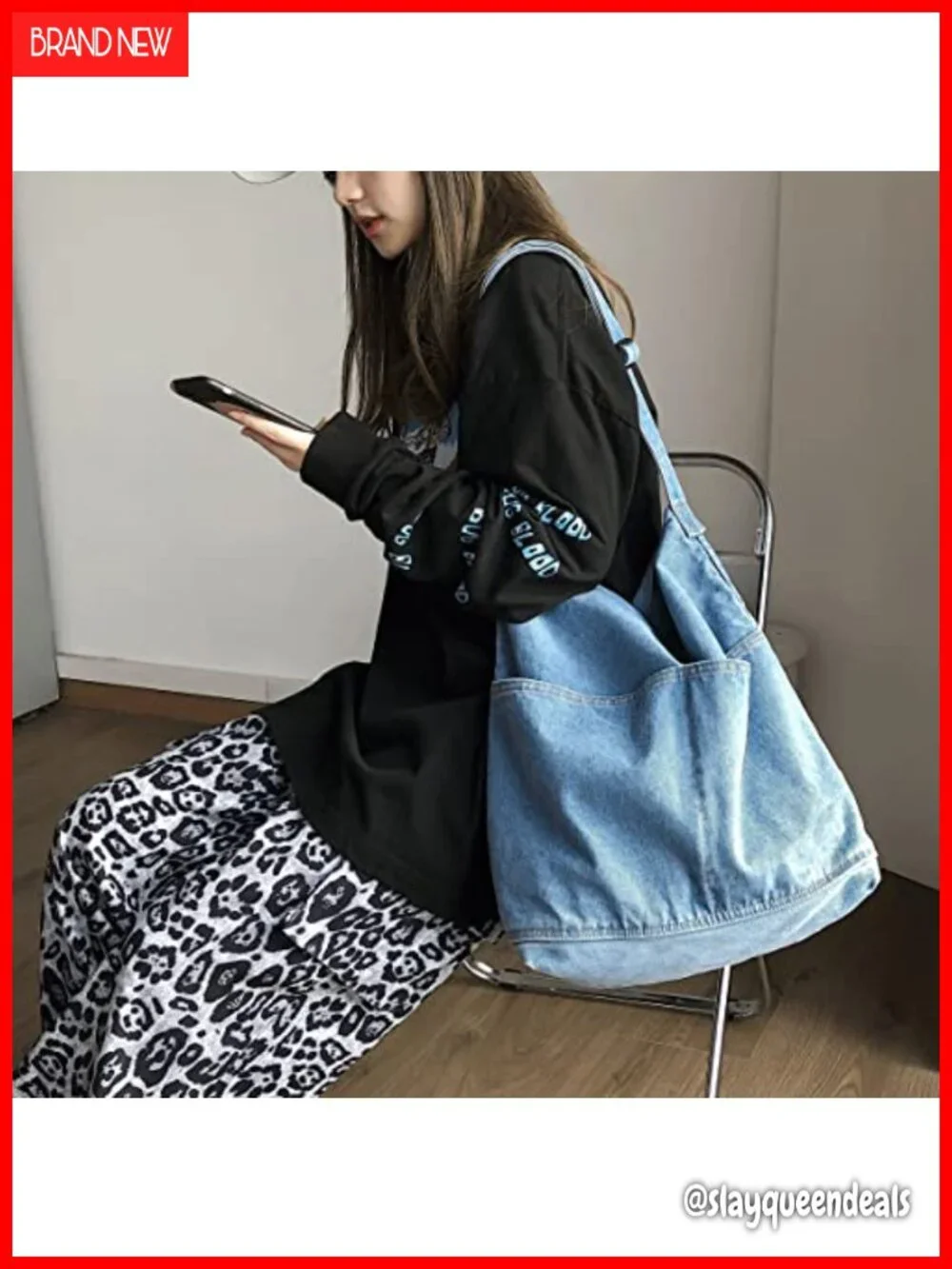 Denim Canvas Messenger Shoulder Bag Crossbody Tote 13